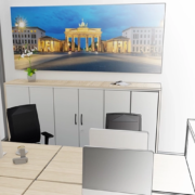 Planung eine Büros mit Wandbild