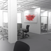 Planung eines Büros mit Wandbild