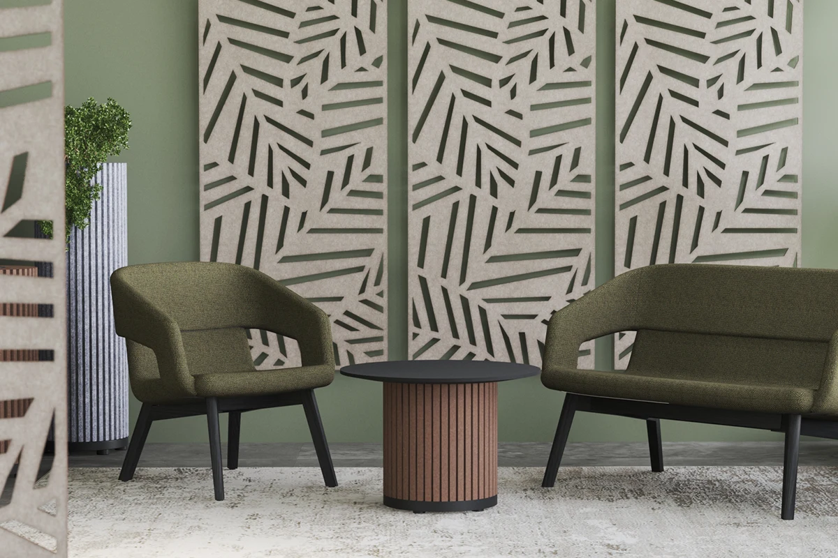 Flexibler Akustischer Raumteiler in sandfarben