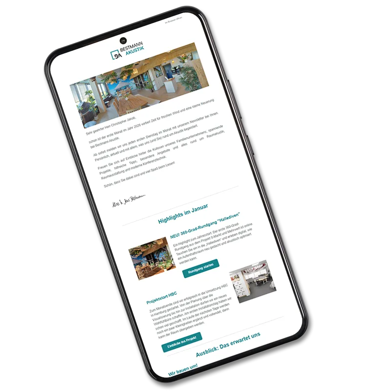 Newsletter Anmeldung auf einem Handy